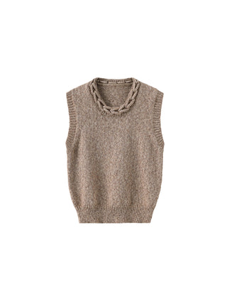 Heathered Knitted Vest with Chain Knit Collar