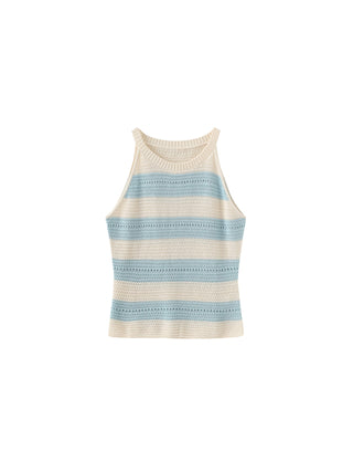 Cotton Stripe Crochet Tank Top