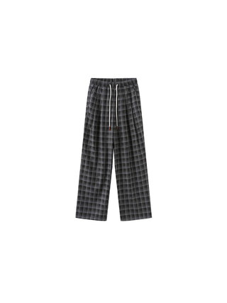 Wide Leg Tartan Casual Trousers