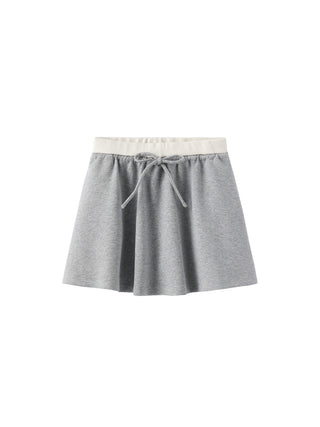 Drawstring Waist A-line Sweat Skirt