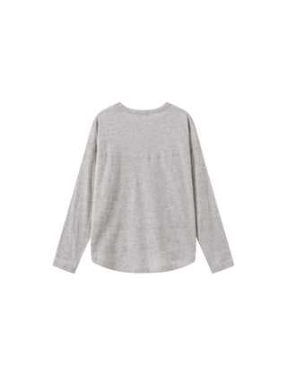 Crew Neck Long Sleeve Top with Wool Blend