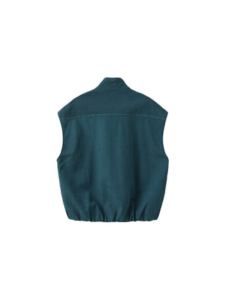 Loose Dropped Shoulder Waistcoat with Stand-up Collar