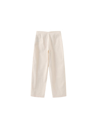 High Waisted Cotton Straight Trousers