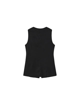 Fitted Buttoned Round Neck Vest