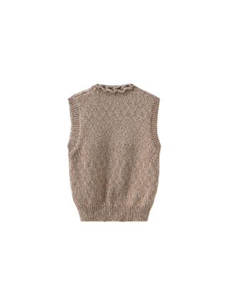 Heathered Knitted Vest with Chain Knit Collar