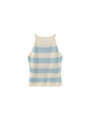 Cotton Stripe Crochet Tank Top