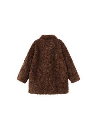 ONE BY CUBIC Hign Collar Furry 100% Wool Coat