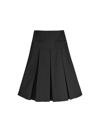 High Waist Pleated A-line Skirt