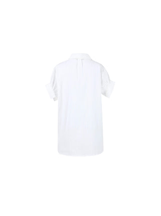 Loose Shirt with Pleated Short Sleeves