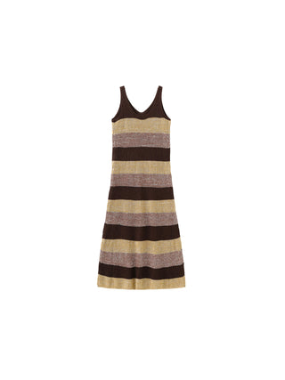 Contrast Striped Knitted Sleeveless Dress