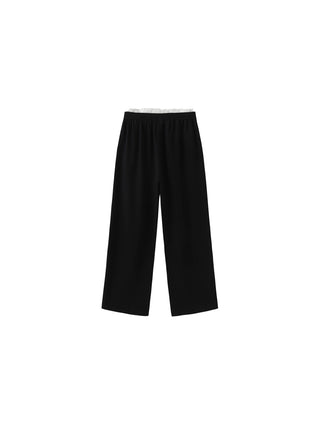 Casual Straight Trousers with Waistband Lace