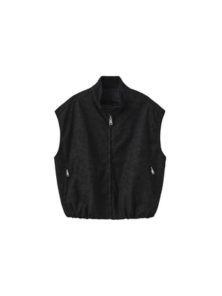 Loose Dropped Shoulder Waistcoat with Stand-up Collar