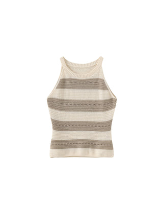 Cotton Stripe Crochet Tank Top