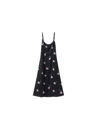 Rose Printed Fitted Sling Dress