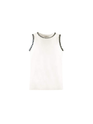 Contrast Braided Cord Crew Neck Tank Top