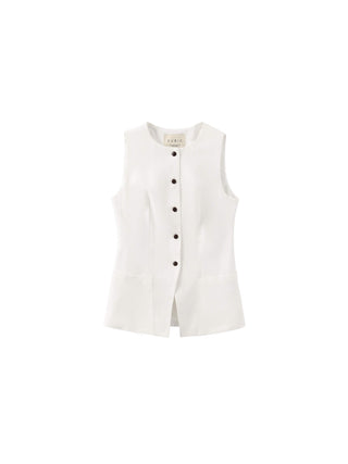 Fitted Buttoned Round Neck Vest