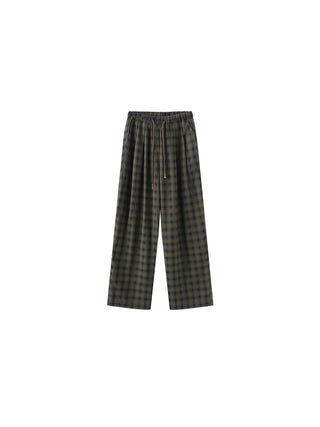 Wide Leg Tartan Casual Trousers