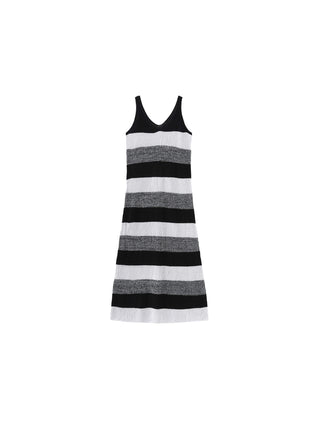 Contrast Striped Knitted Sleeveless Dress