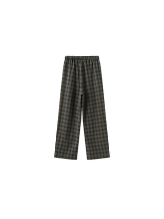 Wide Leg Tartan Casual Trousers