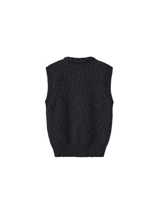 Heathered Knitted Vest with Chain Knit Collar