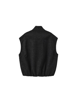 Loose Dropped Shoulder Waistcoat with Stand-up Collar