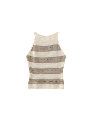 Cotton Stripe Crochet Tank Top