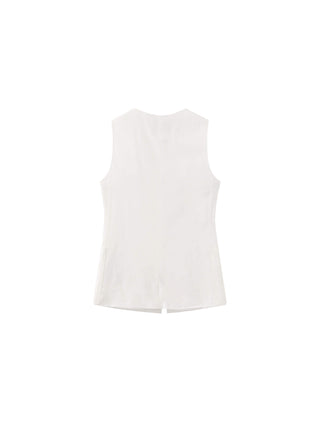 Fitted Buttoned Round Neck Vest