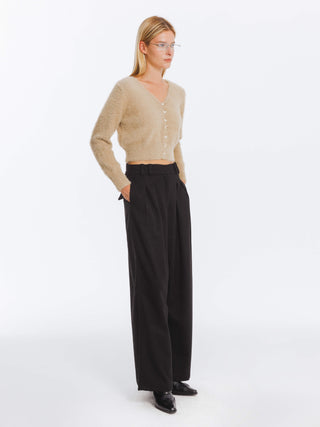 Wide Leg Double Pleated Trousers