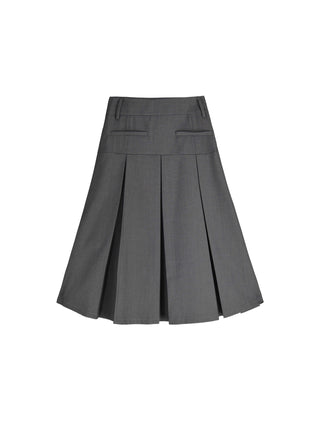 High Waisted A-line Midi Pleated Skirt