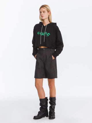 CUBIC Print Hooded Cropped Sweatshirt