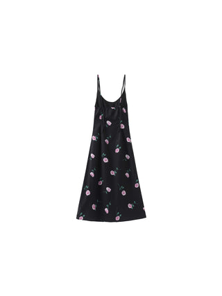 Rose Printed Fitted Sling Dress