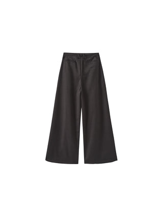 ONE BY CUBIC Pleated Wide Leg Wool Blend Trousers