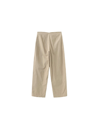 High Waisted Cotton Straight Trousers