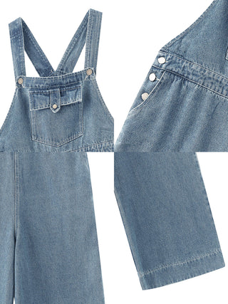 Heavy Washed Retro Denim Overalls