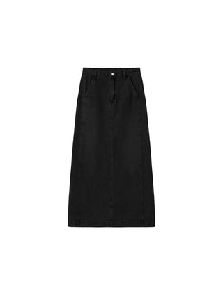 High Waisted A-line Denim Skirt