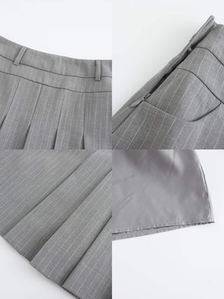 Pinstripe Pleated Mini Skirt