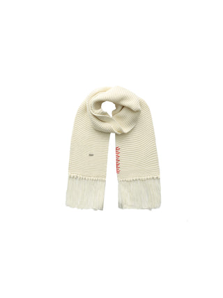 Fringed Long Scarf with Wool Blend