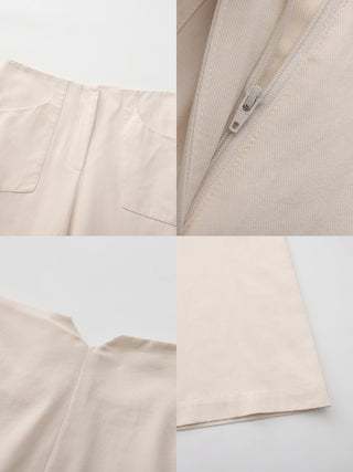 High Waisted Cotton Straight Trousers