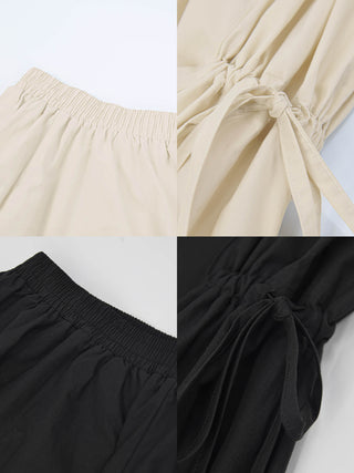Drawstring Pocket Cotton Skirt