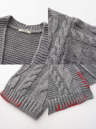 Cable Knit Cardigan with Wool Blend