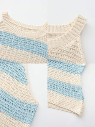 Cotton Stripe Crochet Tank Top