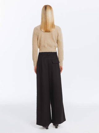 Wide Leg Double Pleated Trousers