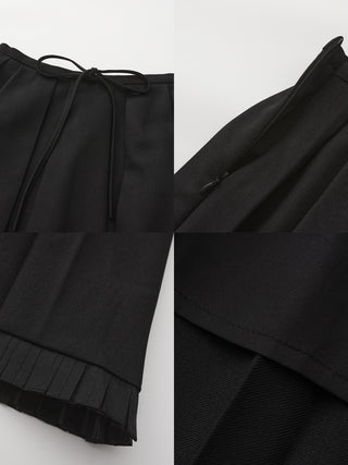 A-line Pleated Skirt with Ruffles Hem