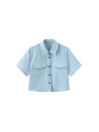 Fresh Color Lapel Short Shirt