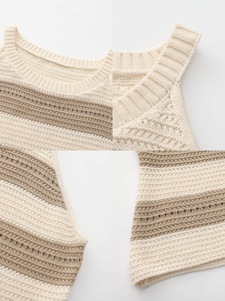 Cotton Stripe Crochet Tank Top