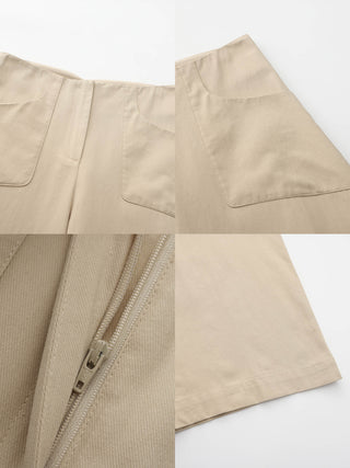 High Waisted Cotton Straight Trousers