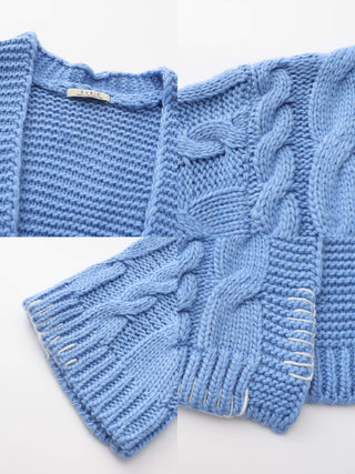 Cable Knit Cardigan with Wool Blend