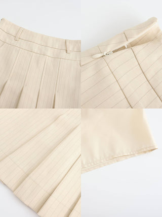 Pinstripe Pleated Mini Skirt