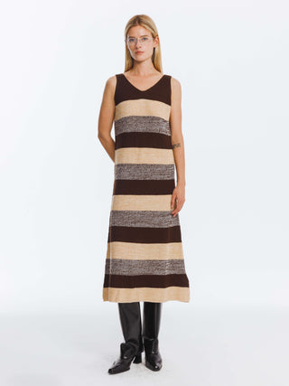 Contrast Striped Knitted Sleeveless Dress