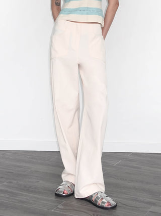 High Waisted Cotton Straight Leg Pants